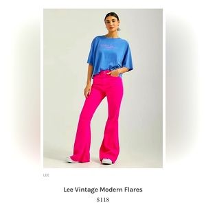 Lee High Rise Flare Skinny Jeans in Bright Pink